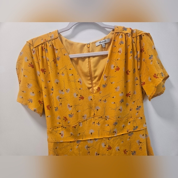 Madewell Silk Belladonna Yellow Floral Dress Size 4 - Picture 3 of 13